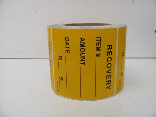 ASL KP122426 ROLL OF YELLOW RECOVERY LABELS 4&#034; X 4&#034; NNB!!!