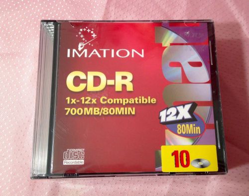 IMATION CD-R Discs 700MB/80min 52x w/Slim Jewel Cases Silver 10/Pack