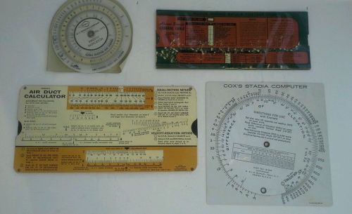 4 Items W.T. ROGERS Profit Scale, Cox&#039;s Stadia Computer, Air Duct Calculator