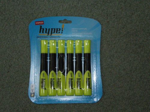 Yellow Highlighters, Rubberized Grip, Pack of 6, New in original Packaging