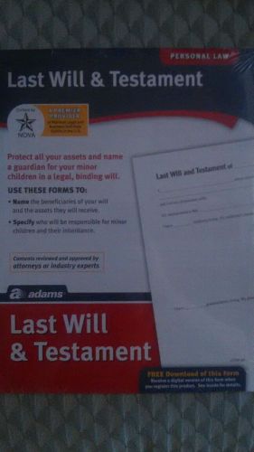 Adams Last Will &amp; Testament Legal Forms NEW