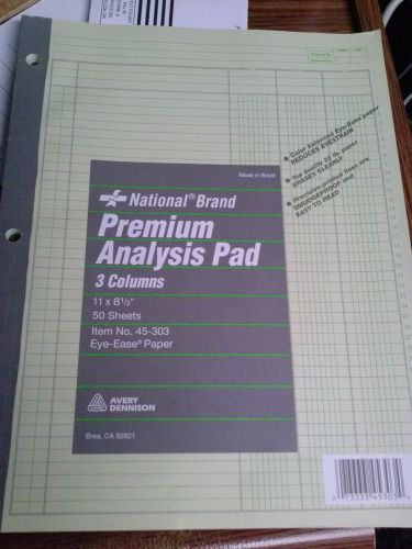 National brand analysis pad, 3 columns, green accounting paper, 11 x 8.5 inches for sale