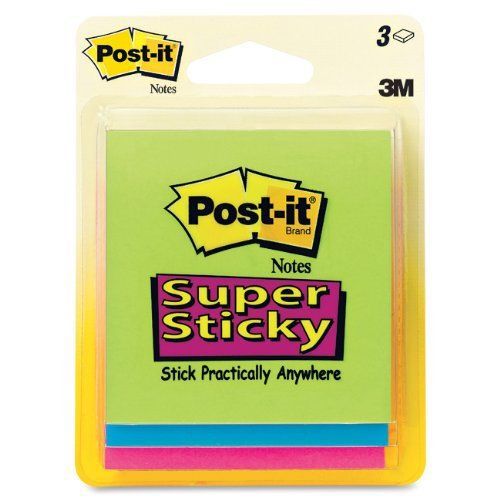 Post-it Super Sticky Note - Self-adhesive - 3&#034; X 3&#034; - Assorted - (3321ssan)