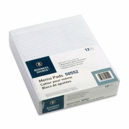 Business Source Pads, 8-1/2&#034;x11&#034;,Wide Ruled, 50 sheets per Pad, White (BSN50552)