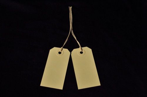 25 cream strung price tags 82mm x 41mm gift parcel labels with matching washers for sale