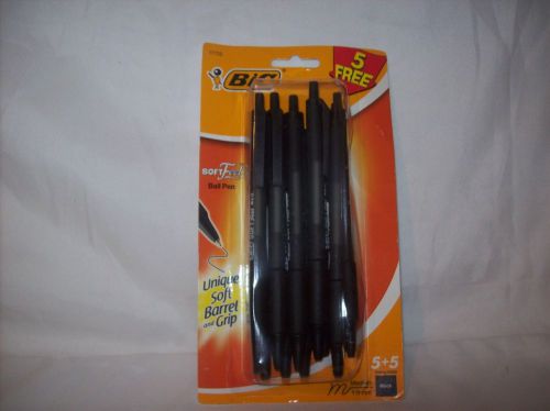 PACK OF 10, BIC Soft Feel , Black Ink, 1.0 mm Medium Point Ball Pens,RETRACTABLE