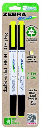 Zebra Double-Ended Eco Zebrite Highlighter Chisel/Fine 2 Count Yellow