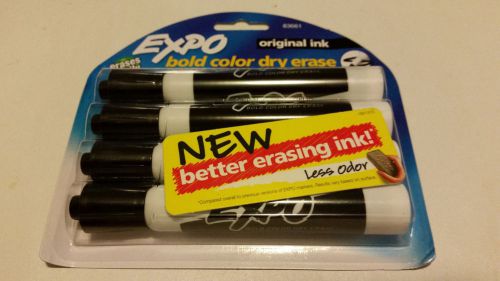 4 Pack Expo Bold Color Black Dry Erase Markers, Chisel Tip, Original Ink