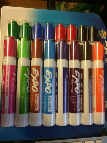 Expo Dry Erase Markers- Low odor ink, Chisel tip, 16 assorted colors (new)