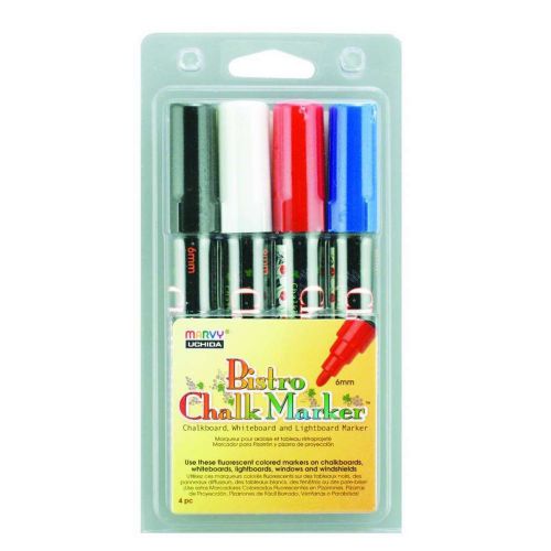 Uchida 480-4c marvy broad point tip basic bistro chalk marker set, new for sale