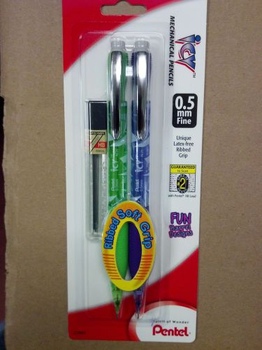 Mechanical Pencils, RIBBED Soft Grip, 0.5mm, #2, METAL POCKET CLIP, SPARE LEAD