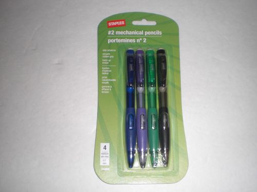 STAPLES SMOOTH RUBBER GRIP #2 MECHANICAL PENCIL PACK WITH 4