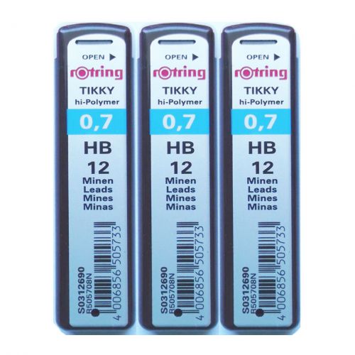 New rotring tikky hi-polymer pencil lead refill 0.7 hb 36 leads lots of 3 boxes for sale
