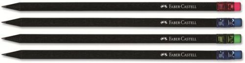 Faber Castell Pencils Black Wood With Colored Gum-3 Pcs