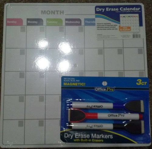 Dry Erase Calendar Board with Pens with built in erasers