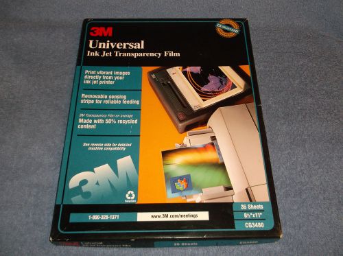 3M UNIVERSAL INK JET TRANSPARENCY FILM 35 SHEETS CG3480 - NEW IN OPEN BOX