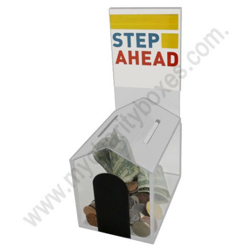 Acrylic Small  House Shape Clear Donation Box Suggestion Box With Lock &amp; 2 Keys