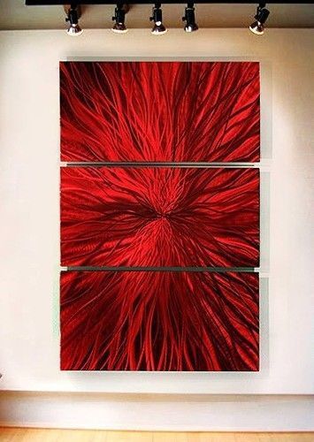 Contemporary metal wall art sculpture red home decor - intensity 3 - jon allen for sale
