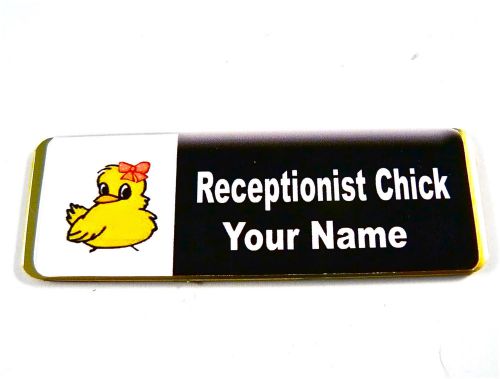 RECEPTIONIST CHICK PERSONALIZED MAGNETIC ID NAME BADGE, NURSE,TEACHER, AIRLINES