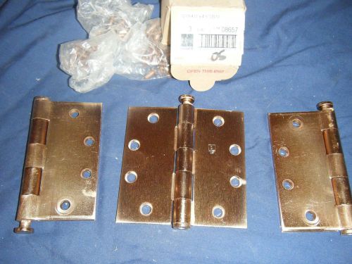 Lot of 3 Hager Door Hinges Copper 4.5x4.5&#034; -1279 US10-08657 USA Made