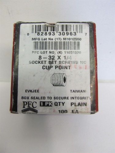 Pfc / grainger 6zu95, 8-32 x 1/4&#034;, socket set screws nc - cup point - 100 each for sale
