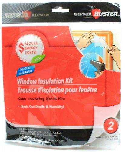 Weather buster two window insulation kit clear shrink film 3&#039; x 5&#039; (pack of 2) for sale