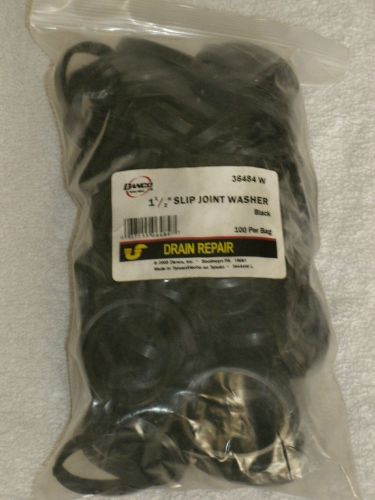 New bag of 100 danco 1 1-2&#034; slip joint rubber washers / black / # 36484w for sale