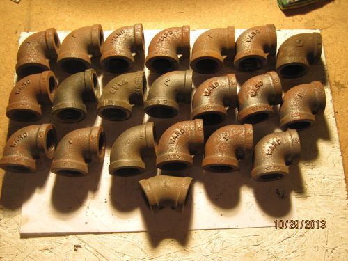 Lot of (21) 1&#034;  metal pipe fitting elbows 90  degree &amp; 45 degree elbow for sale
