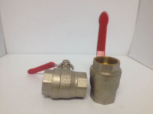 Two (2) New 1 1/4-Inch Brass Ball Valve Full Bore 200 PSI 1.25&#034; INCH
