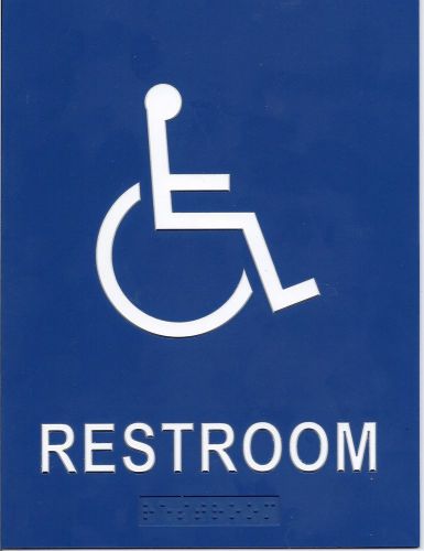 ADA Braille  &#034;RESTROOM&#034;  Blue  6 x 8 sign   #P118