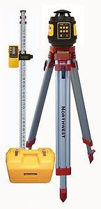 Northwest nrl802 rotary laser pkg. with detector, tripod, and rod for sale