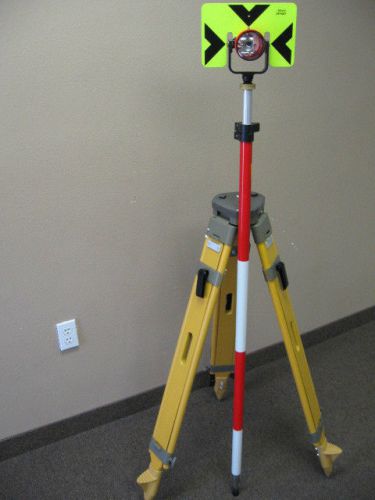 NEW! HEAVY DUTY TRIPOD, PRISM, AND PRISM POLE FOR SURVEYING TOTAL STAION