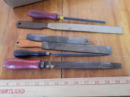 Old Hand File Lot X 6, Various Kinds, Some Red Handles, All in Good, Used Cond.