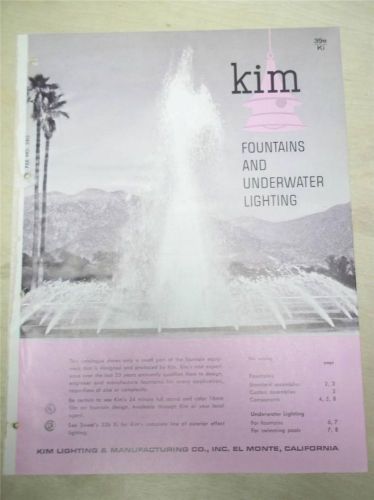 Vtg Kim Lighting &amp; MFG Co Catalog~Fountains/Underwater Lighting~1965