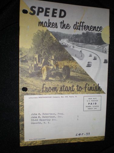 ADAMS ROAD GRADER BOOKLET 1954 &#039;SPEED makes the difference&#039; 12 pages