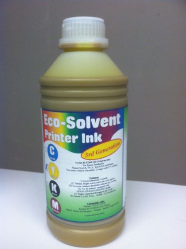 Eco Solvent ink, 1 Liter Yellow, Non-OEM. For Epson, Roland, Mimaki, Mutoh.