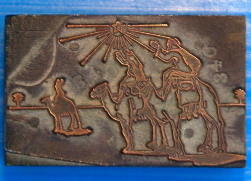 Magi WISEMEN on Camels / Image on Vintage Wood Block