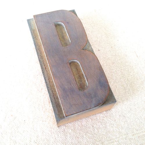 Letter B Vtg Wood Type 4&#034; Slim Letterpress Printer&#039;s Block Industrial