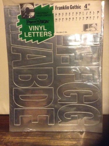 Permasign Vinyl Self-Adhesive Lettering 4&#034; Silver Caps Franklin Gothic