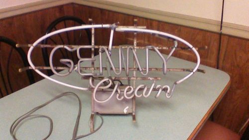 VINTAGE Genny Cream Neon Sign for parts or repair