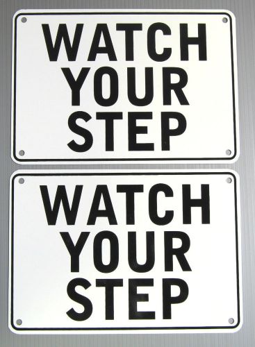 &#034;WATCH YOUR STEP&#034; WARNING SIGN, 2 SIGN SET, METAL