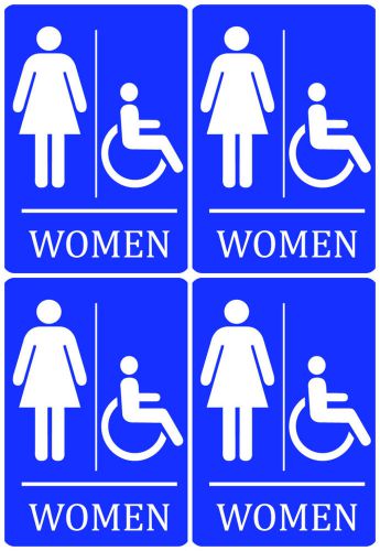 Blue Sign Bathroom Signs Restroom Women / Girl New Wheelchair Accessible Wall US
