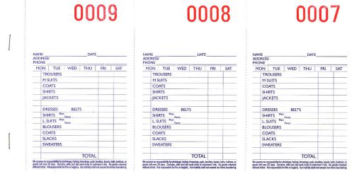 Dry Cleaner Invoices / Tickets - 3 Part Carbonless Forms                       0