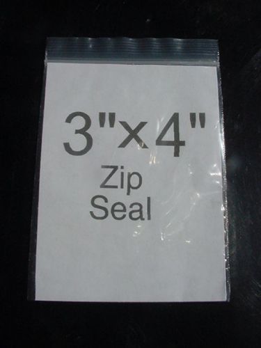 100 clear 3&#034; x 4&#034; 2 mill plastic zipseal bags for sale