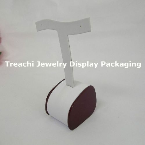 Earring Display Stand Rosewood Holder Faux Leather for Earrings Dangles Hoops