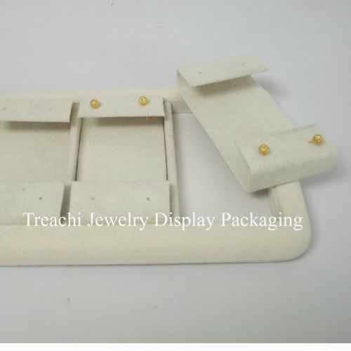 Jewelry Tray Display Case Beige Velvet with 3 Removable Earrings Stand Easel Pad
