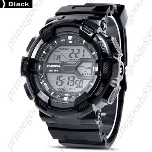 3atm digital date quartz analog stopwatch men&#039;s wristwatch free shipping black for sale