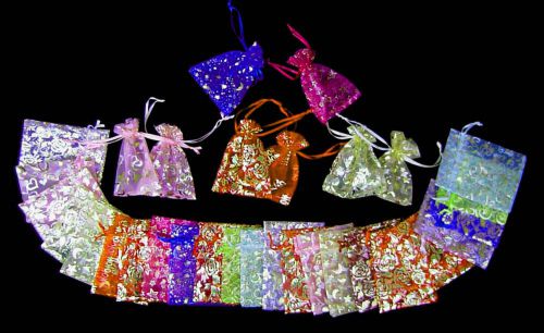 100 pieces mixed jewelry organza bags/pouches 12 x 9cm = 4.7x3.5inches ah004 for sale