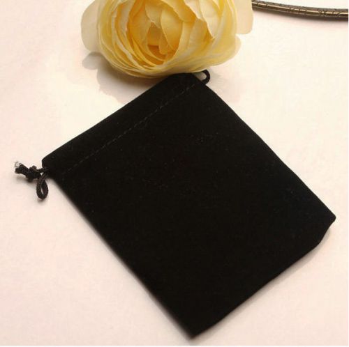 50pcs Black Velvet Square Bags Jewelry Gift Favor Pouches Drawsting 10x12cm PG04