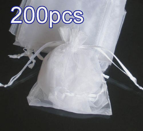 200 Solid Ivory Organza Bag Pouch for Wedding New Year Gift 12x9cm (4.5x3.5inch)